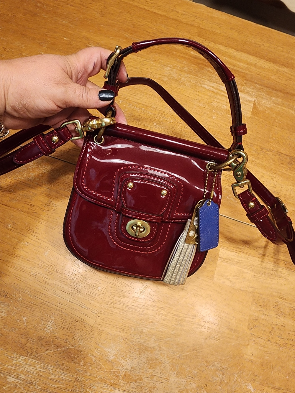 2012 Coach Legacy Mini Willis in a burgundy patent leather finish